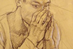 Embarrassed-boy. Pastel and pemco;