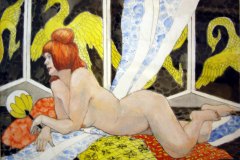 girl-with-an-oriental-screen. Watercolours