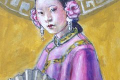 Chinese-woman-with-a-fan. Acrylics