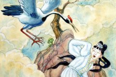 Lady-White-snake-on-the-magic mountain. Watercolours