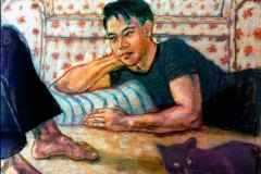 Man with cat- Fiona O'Beirne
