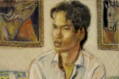 Man-seated-on-couch Pastel