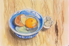 Sally Pope-Broken egg, Pen and wash