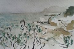 Sarah Lay-Beach scene-Watercolours