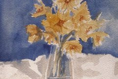 Flowers-in-glass-jug. Watercolour