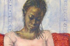 girl-with-a-cat. Watercolours